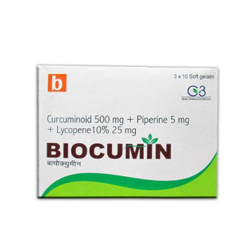Biocumin - Curcuminoid 500mg + Piperine 5mg + Lycopene 10% 25mg