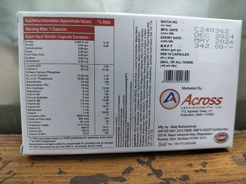 Riptide Forte Capsules - Betacarotene, Lycopene, L Lysine Hci, Multivitamin & Multimineral Capsules